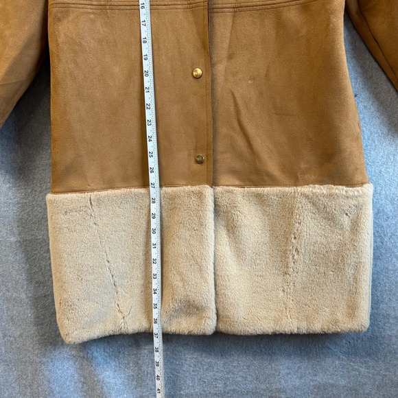 ZARA Faux Fur Faux Suede Jacket Coat Brown Tan Super Soft Womens Size‎ Medium - Picture 4 of 16